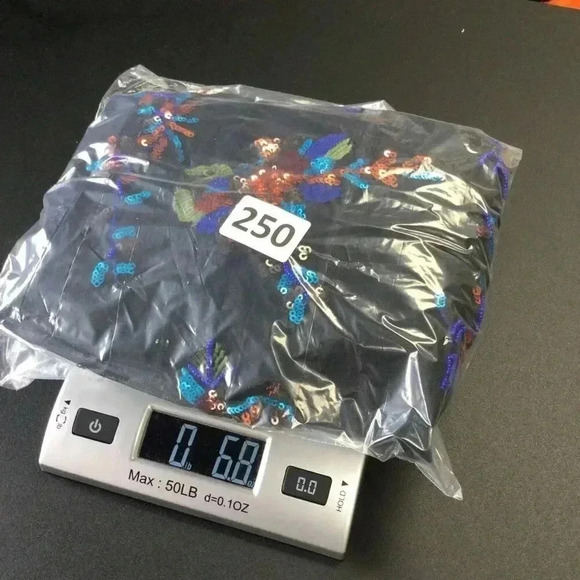 Anthropologie Womens Size XS Sequin Mini Skirt Black Tulle Embroidered Flowy - Picture 10 of 11